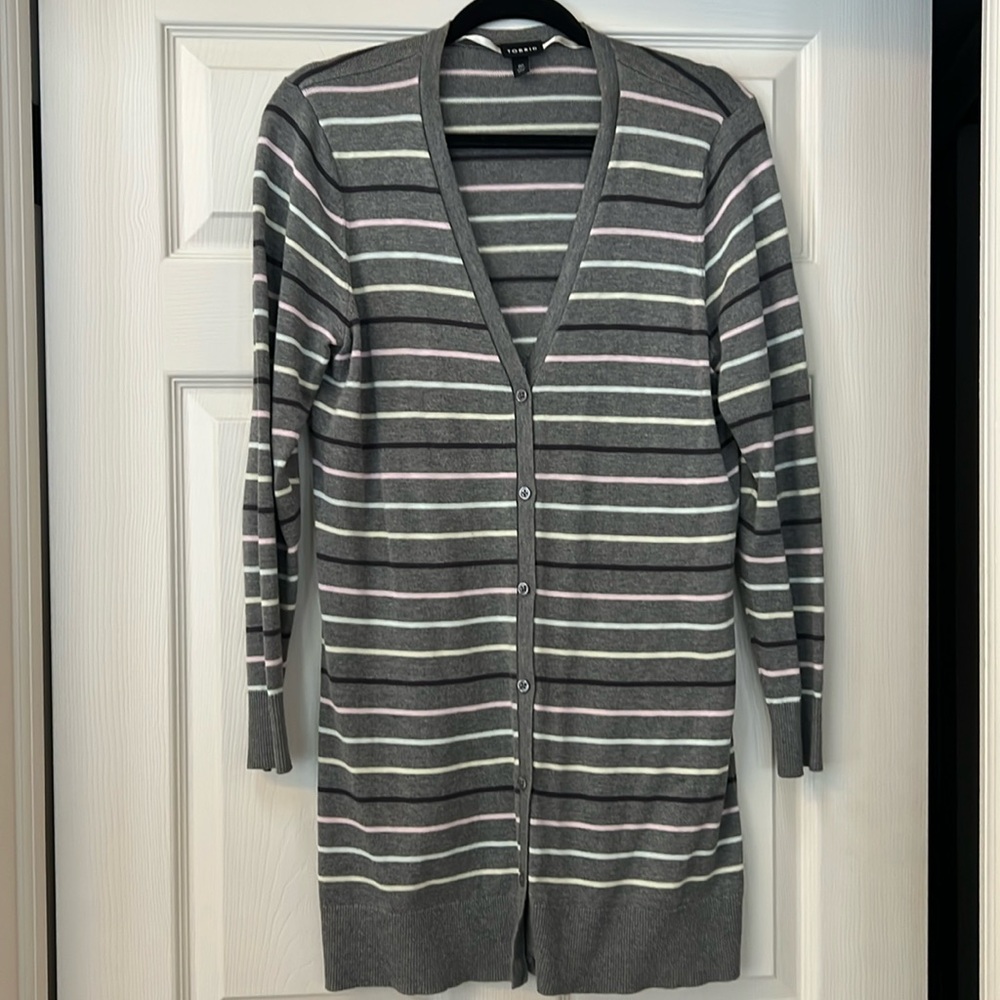 Torrid striped boyfriend cardigan